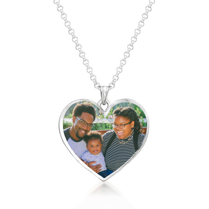Personalized Photo Heart Pendant Necklace in Sterling Silver