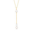 4-9mm Cultured Pearl Y-Necklace in 14kt Yellow Gold
