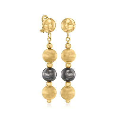 C. 1990 Vintage 18kt Yellow Gold and Palladium Bead Drop Earrings