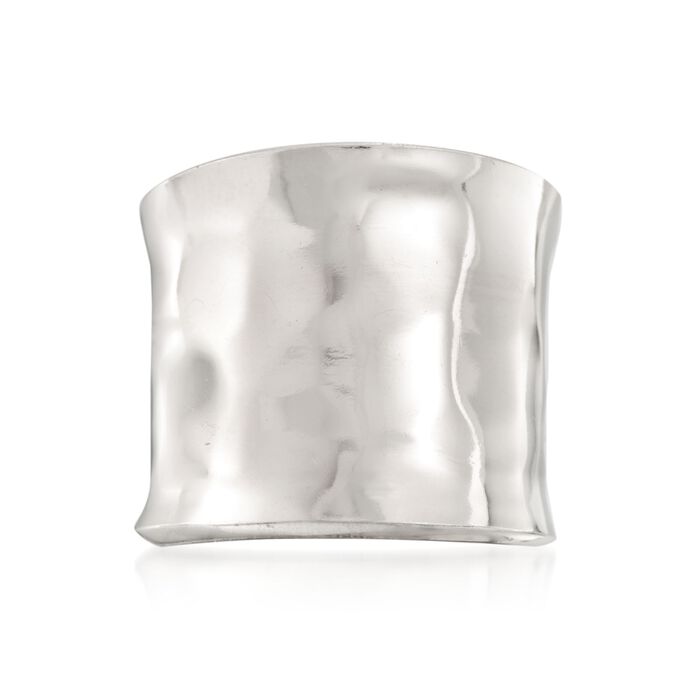 Italian Sterling Silver Hammered Cuff Ring