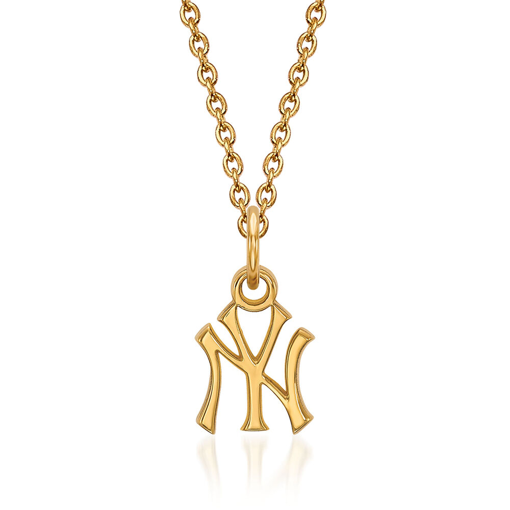 14kt Yellow Gold MLB New York Yankees Pendant Necklace. 18&quot; | Ross-Simons