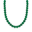 12mm Green Quartz Bead Necklace with Sterling Silver