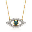 .25 ct. t.w. Multicolored Diamond Evil Eye Necklace in 14kt Yellow Gold