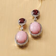 Pink Opal and 1.80 ct. t.w. Garnet Drop Earrings with White Topaz in Sterling Silver