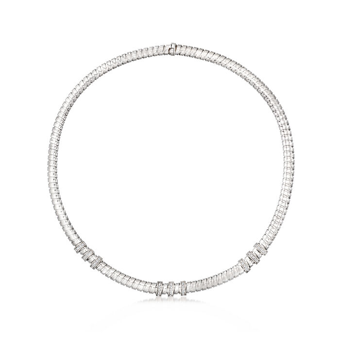 C. 1990 Vintage .65 ct. t.w. Diamond Omega Necklace in 14kt White Gold
