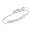 2.90 ct. t.w. Princess-Cut and Marquise CZ Floral Bolo Bracelet in Sterling Silver