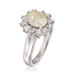 C. 1990 Vintage Opal and .50 ct. t.w. Diamond Ring in Platinum