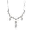 C. 1990 Vintage .45 ct. t.w. Diamond Floral Convertible Necklace in 14kt White Gold