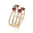 1.10 ct. t.w. Garnet and .18 ct. t.w. Diamond Open Ring in 14kt Yellow Gold