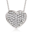 C. 1980 Vintage 1.25 ct. t.w. Diamond Heart Pendant Necklace in Platinum and 14kt White Gold