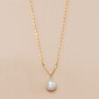 8-8.5mm Cultured Pearl V-Necklace with Diamond Accents in 18kt Yellow Gold
