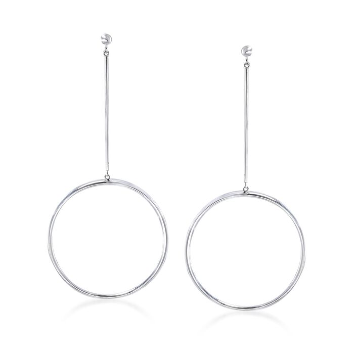 Sterling Silver Linear Bar and Open Circle Drop Earrings