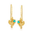 Turquoise Cactus Drop Earrings in 18kt Gold Over Sterling