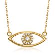 .12 ct. t.w. Diamond Evil Eye Necklace in 14kt Yellow Gold