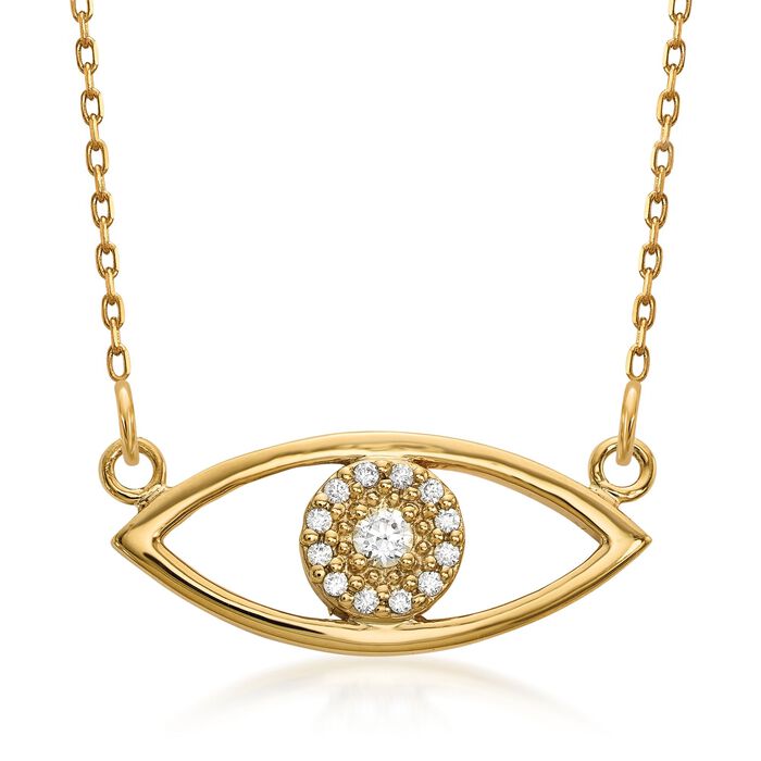 .12 ct. t.w. Diamond Evil Eye Necklace in 14kt Yellow Gold