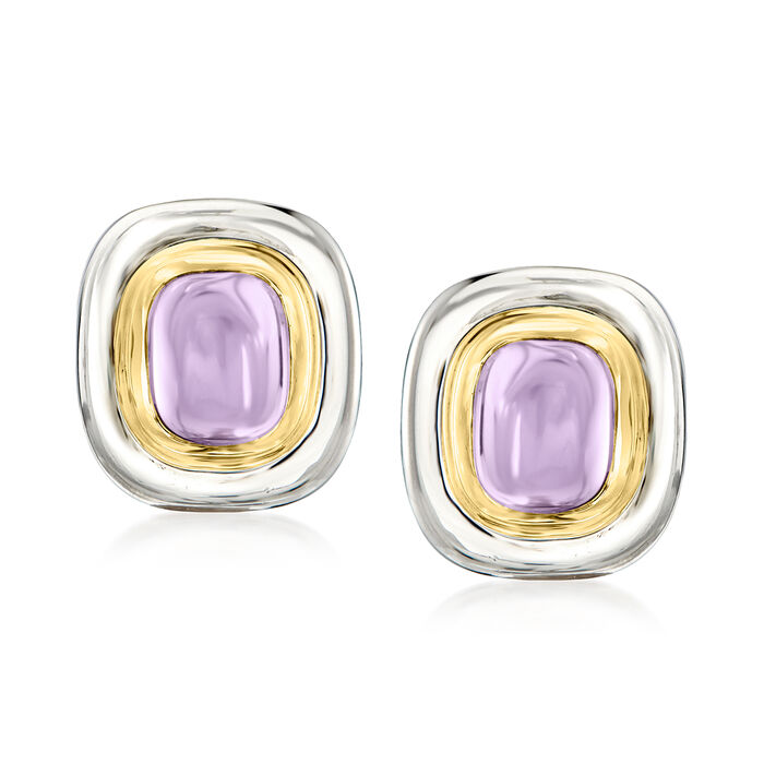 C. 1990 Vintage Tiffany Jewelry &quot;Paloma Piccaso&quot; 10.00 ct. t.w. Amethyst Earrings in Sterling Silver and 18kt Yellow Gold
