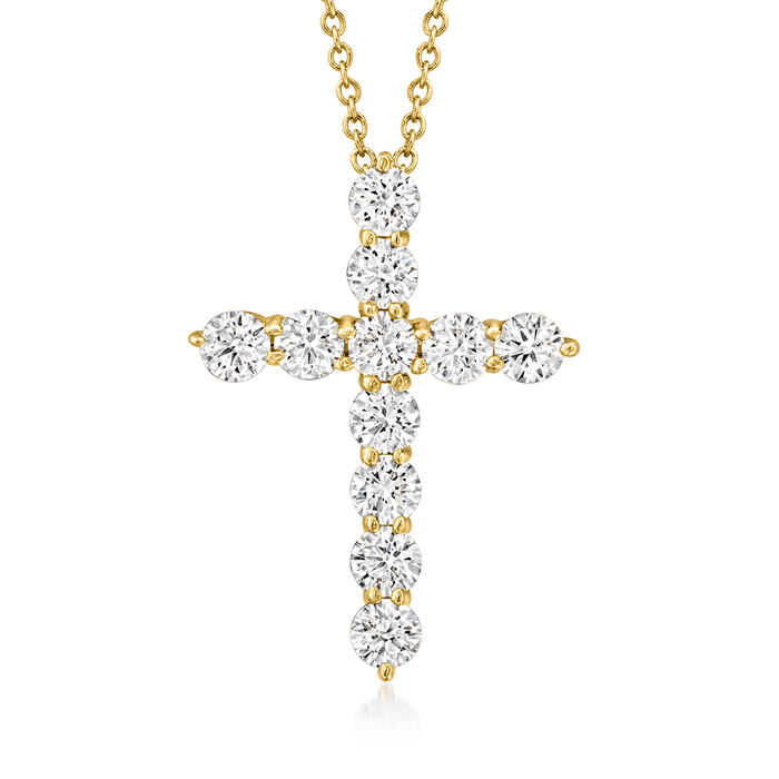 1.00 ct. t.w. Lab-Grown Diamond Cross Pendant Necklace in 14kt Yellow Gold