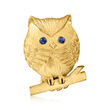 C. 1990 Vintage .34 ct. t.w. Sapphire Owl Pendant Necklace in 18kt Yellow Gold