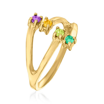 Personalized Bypass Ring in 14kt Gold  2 to 4 Birthstones