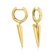 Italian 18kt Yellow Gold Spike Huggie Hoop Drop Earrings