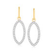 Charles Garnier &quot;Marquise&quot; .90 ct. t.w. CZ Oval Drop Earrings in Two-Tone Sterling