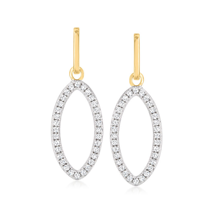 Charles Garnier &quot;Marquise&quot; .90 ct. t.w. CZ Oval Drop Earrings in Two-Tone Sterling
