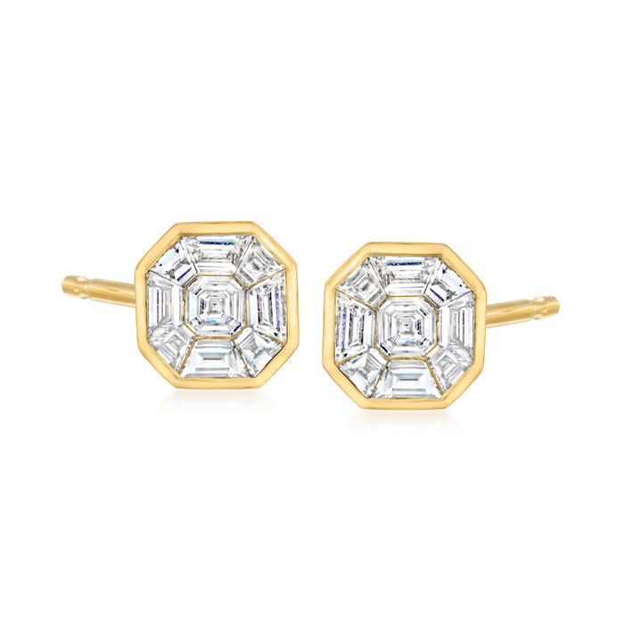 .67 ct. t.w. Diamond Square Cluster Earrings in 18kt Yellow Gold
