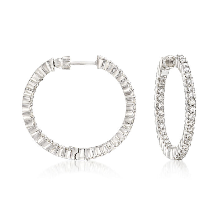 Gabriel Designs 1.05 ct. t.w. Diamond Inside-Outside Hoop Earrings in 14kt White Gold