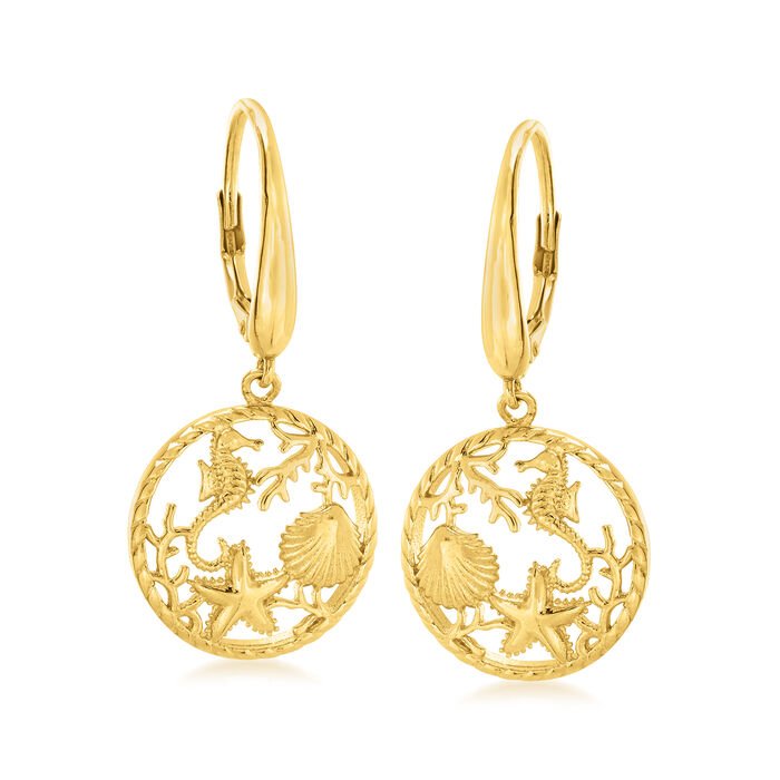 18kt Gold Over Sterling Sea Life Drop Earrings