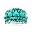 Turquoise Multi-Row Ring in Sterling Silver