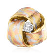 C. 1985 Vintage .15 Carat Diamond Knot Ring in 18kt Tri-Colored Gold