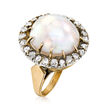 C. 1930 Vintage Cultured Mabe Pearl and .75 ct. t.w. Diamond Cocktail Ring in 18kt Yellow Gold
