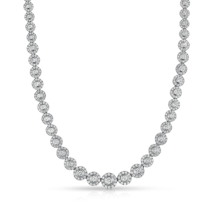 10.00 ct. t.w. Bezel-Set Diamond Tennis Necklace in 14kt White Gold