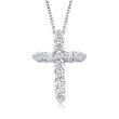 Roberto Coin &quot;Tiny Treasures&quot; .45 ct. t.w. Diamond Cross Necklace in 18kt White Gold