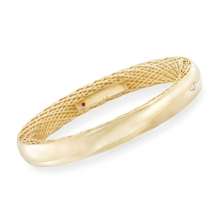 Roberto Coin Golden Gate Bangle Bracelet with Diamond Accent in 18kt Yellow Gold