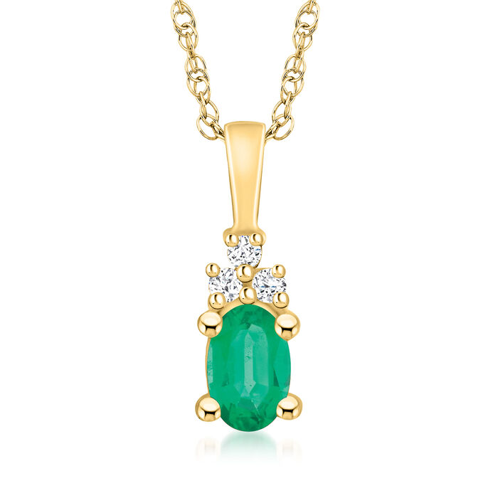 .50 Carat Emerald Pendant Necklace with Diamond Accents in 14kt Yellow Gold