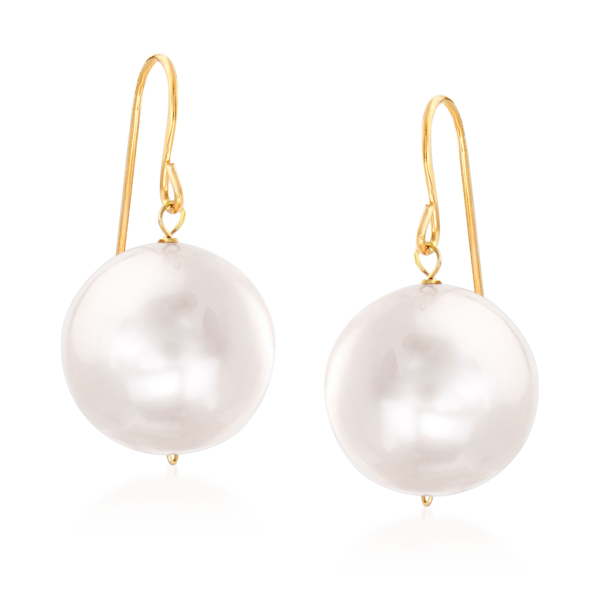 11mm Cultured Pearl Drop Earrings in 14kt Yellow Gold