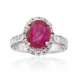 4.05 Carat Ruby and 1.20 ct. t.w. Diamond Ring in 14kt White Gold