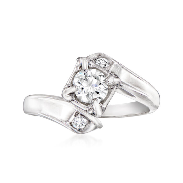 C. 1950 Vintage .47 ct. t.w. Diamond Bypass Ring in 14kt White Gold