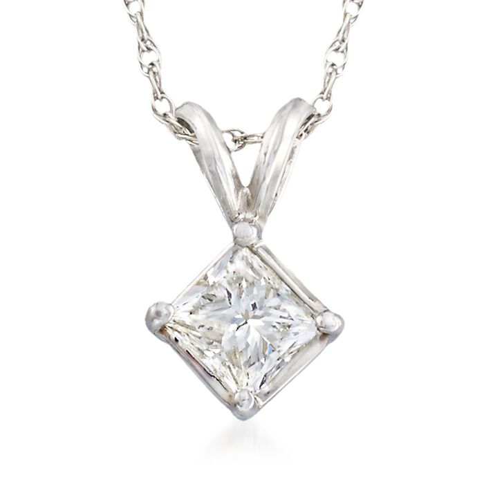 1.00 Carat Princess-Cut Diamond Pendant Necklace in 14kt White Gold