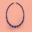 6-13mm Lapis Bead Graduated Necklace with 14kt Yellow Gold