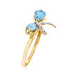 1.30 ct. t.w. Swiss Blue Topaz Bow Ring in 14kt Yellow Gold