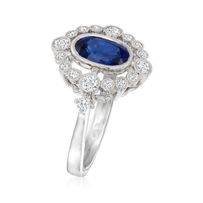 2.10 Carat Sapphire and .46 ct. t.w. Diamond Floating Ring in 18kt White Gold