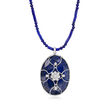 C. 1990 Vintage Lapis and .35 ct. t.w. Diamond Pendant Necklace in 14kt and 18kt White Gold