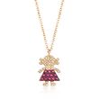 .10 ct. t.w. Ruby and .10 ct. t.w. Diamond Girl Necklace in 14kt Yellow Gold