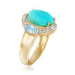 Turquoise, 1.00 ct. t.w. Sky Blue Topaz and .17 ct. t.w. Diamond Ring in 14kt Yellow Gold