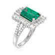 4.25 Carat Simulated Emerald and 1.40 ct. t.w. CZ Ring in Sterling Silver