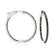 1.00 ct. t.w. Black Diamond Inside-Outside Hoop Earrings in Sterling Silver