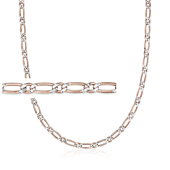 Italian 4mm Two-Tone Sterling Silver Figaro-Link Necklace
