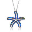 .50 ct. t.w. Simulated Sapphire and .30 ct. t.w. CZ Starfish Necklace in Sterling Silver